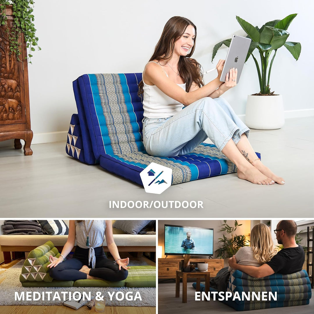 livasia Thaikissen 3 Auflagen für Paare XXL - 190x80x8cm - Dreieckskissen Klappmatratze, extrabreit