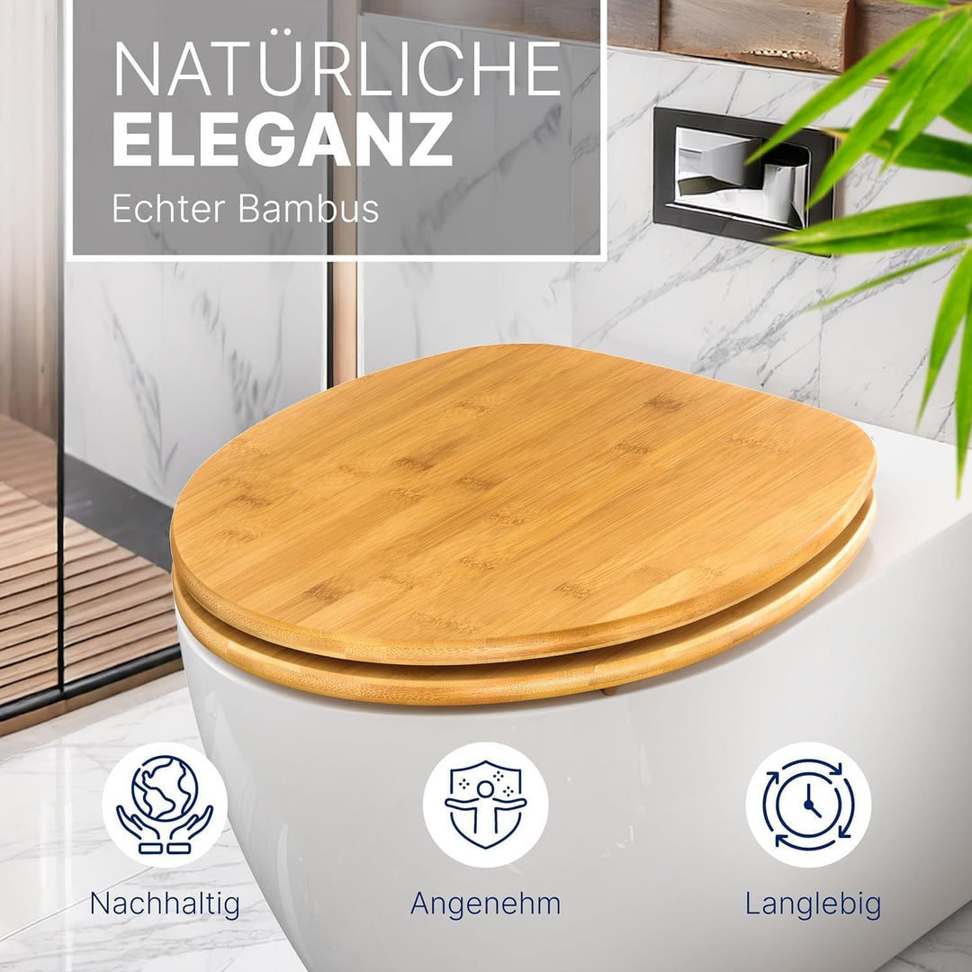 ADOB WC Sitz Klobrille Bambus dunkel Bamboo Natur, umweltfreundlich, warm, rostfreie Edelstahlscharn