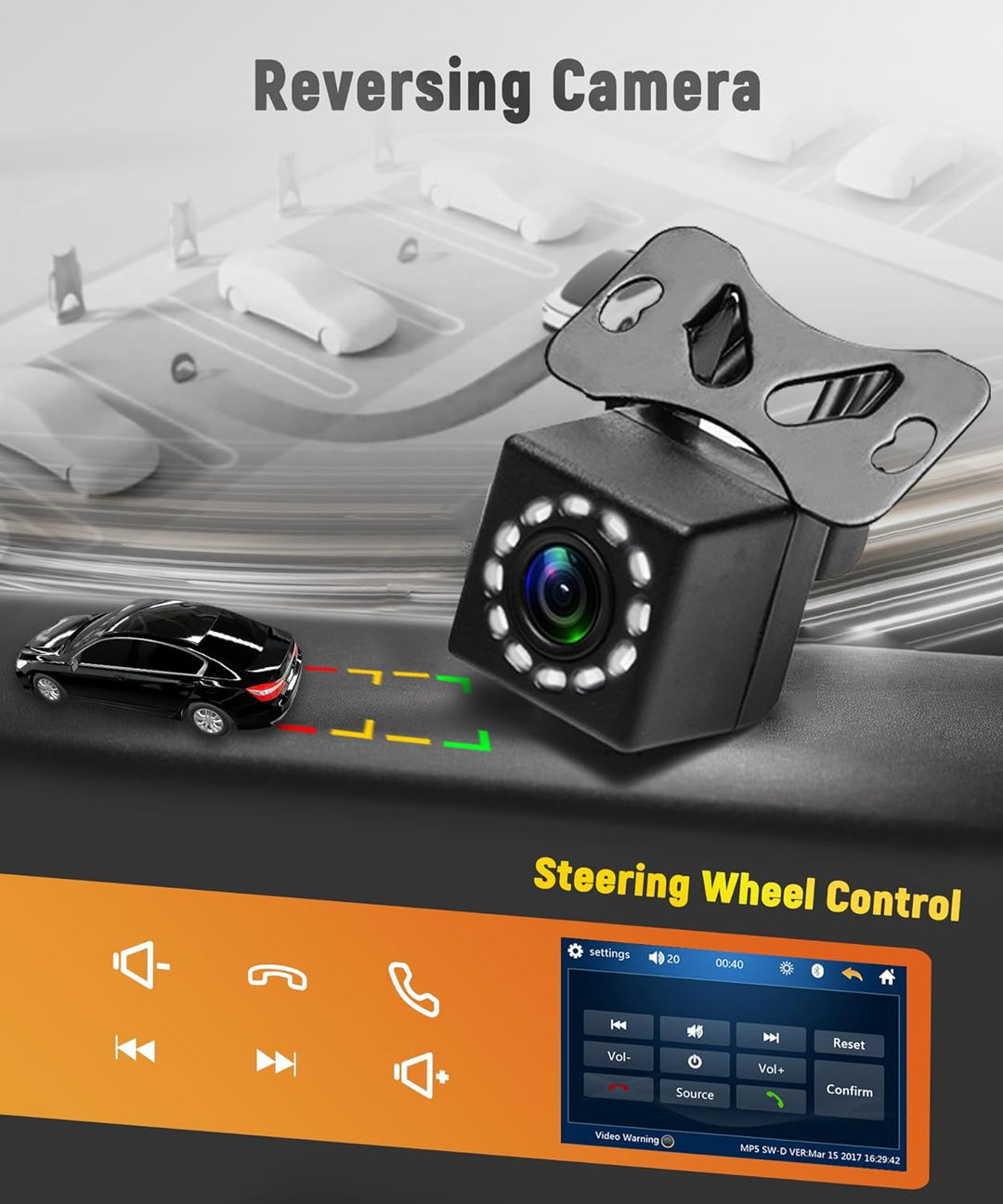Rimoody Autoradio 1 Din mit Bluetooth Freisprecheinrichtung IOS/Android Mirror Link 7 Zoll Autoradio