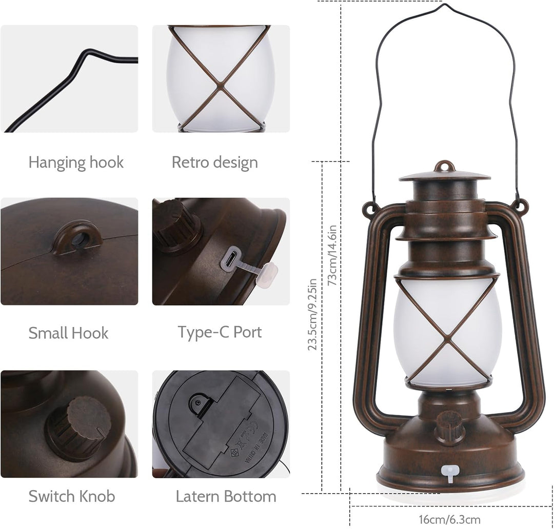 KINGLEAD LED Vintage Laternen,4 Dimmbare Lichtmodi,Laternen für draussen Hängende Wasserdicht LED mi