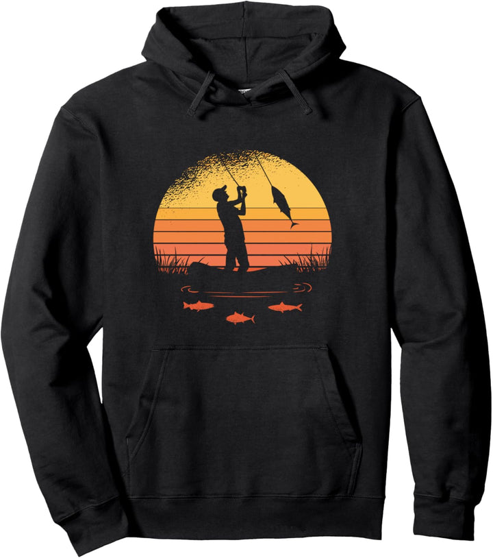Angeln Sprüche Lustig Fisch Angelrute See Retro Vintage Pullover Hoodie