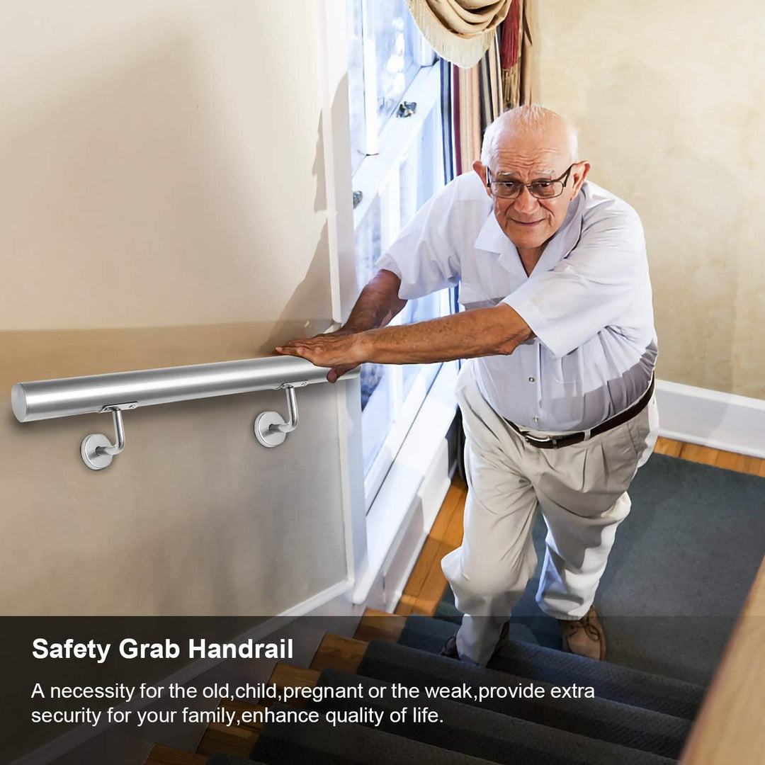 Jopassy Edelstahl Handlauf Treppengeländer,Rutschfester Handlauf 80 cm, Geländer Wandhandlauf für Au
