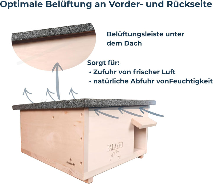 Dokkodo Igelhaus wetterfest aus Holz – Igelhotel & Winterquartier mit Labyrinth-Eingang – Sicherer U