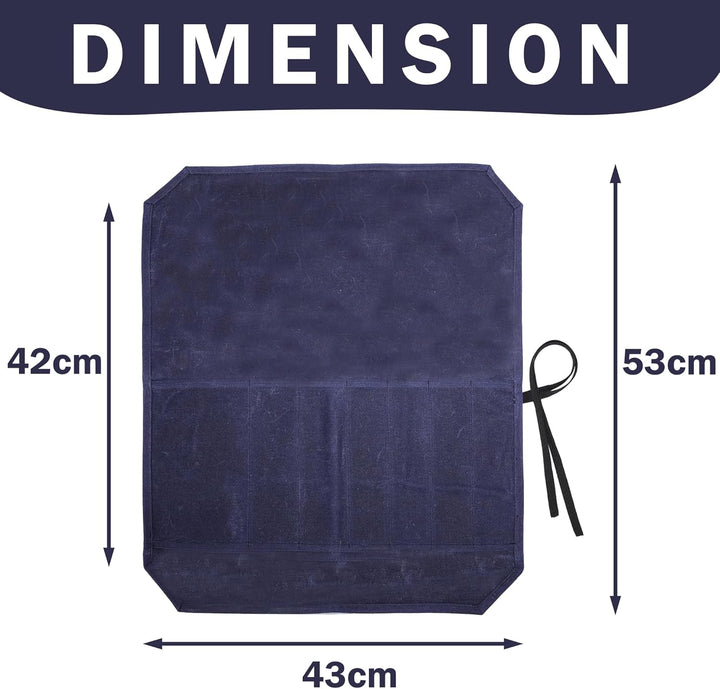 Kaaltisy Gewachstes Canvas-Messer-Rolltasche mit 7 Schlitzen für Messer und Besteck, Küchenmesser in
