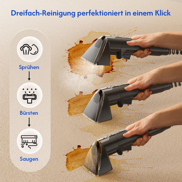 B Fluffyfresh Waschsauger, Dampfreiniger, Polsterreiniger-Gerät für Sofa, Teppich, Fenster, Auto, Na
