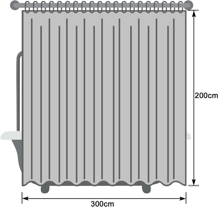 EurCross Extra Breite Duschvorhang 300x200cm für das Badezimmer, Grau Textile Wasserdicht Dusch Vorh