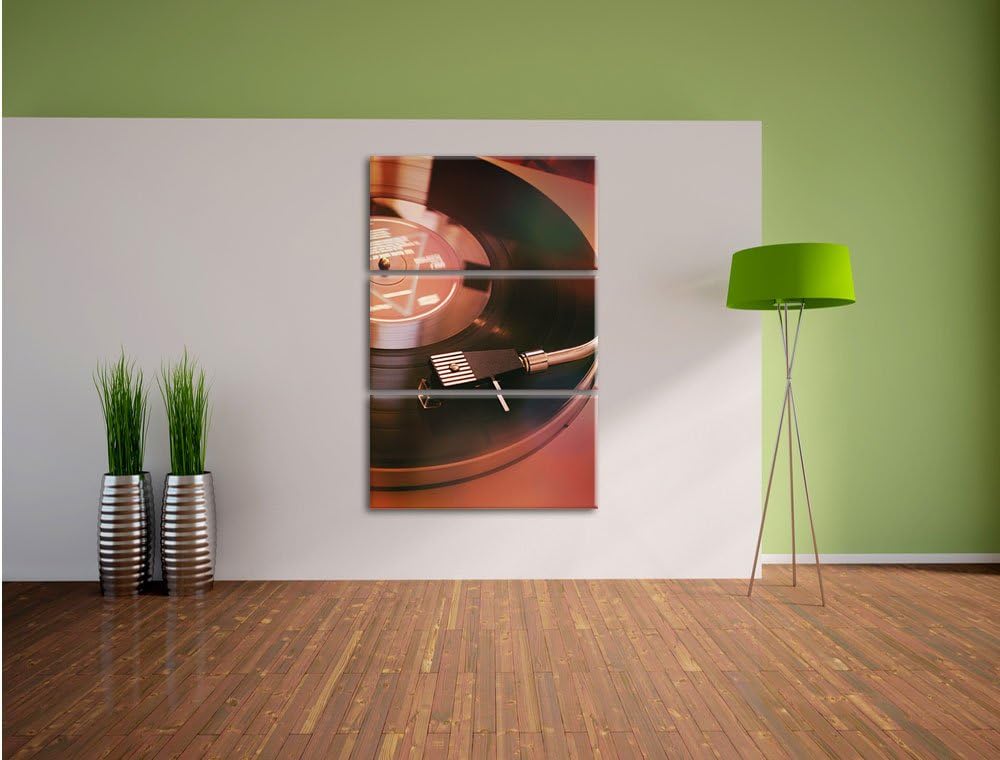 Pixxprint Schallplatte als Leinwandbild | Grösse: 3 Teilig (120x80) | Wandbild| Kunstdruck | fertig