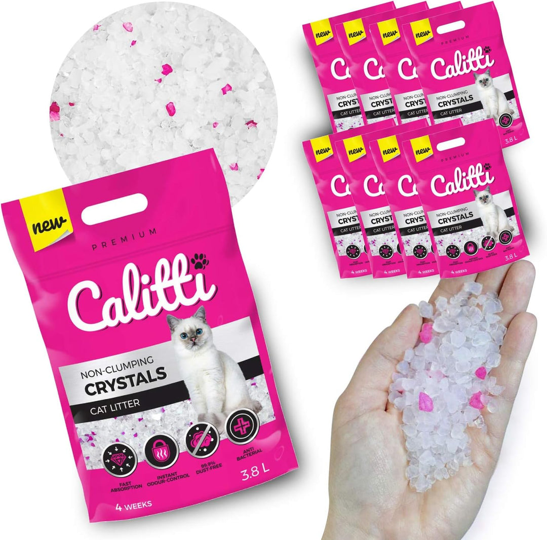 Calitti - Silikat Katzenstreu | Premium Crystals Silikatstreu | Antibakteriell Katzensand | 16-er Se
