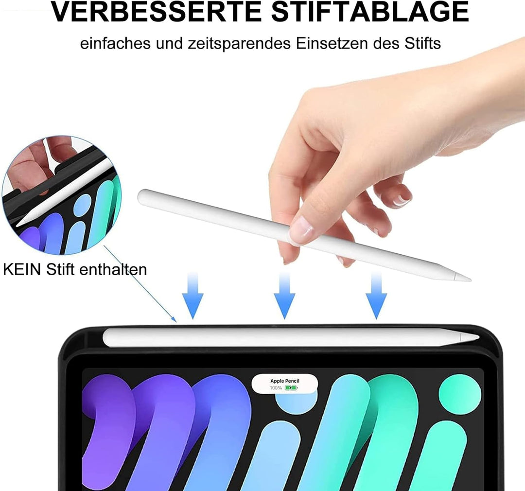SENGBIRCH Hülle mit Tastatur für iPad Mini 7 (A17 Pro) 8.3" 2024 - QWERTZ Deutsche Beleuchtung Tasta
