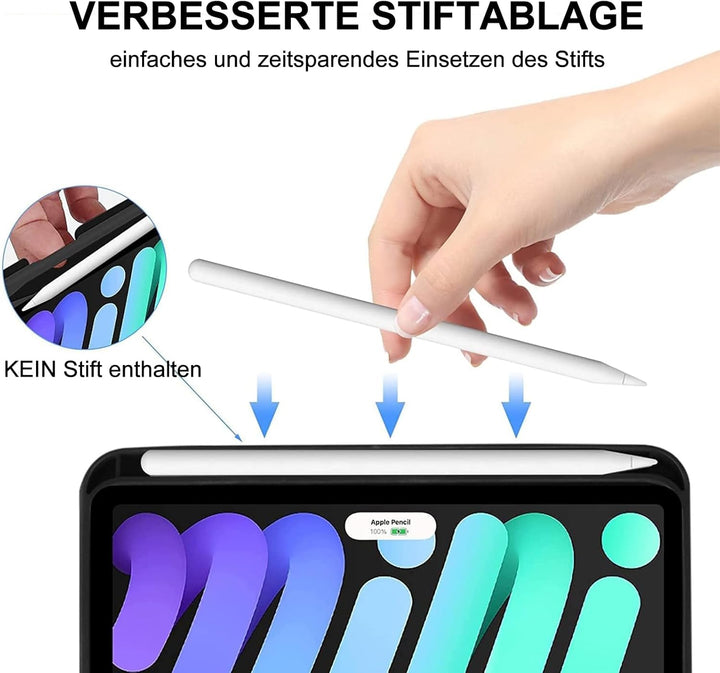 SENGBIRCH Hülle mit Tastatur für iPad Mini 7 (A17 Pro) 8.3" 2024 - QWERTZ Deutsche Beleuchtung Tasta
