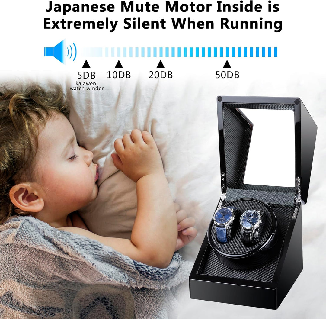 Uhrenbeweger fur Automatikuhren 2 Uhren Kalawen Watch Winder Box für alle Automatikuhren Mechanische