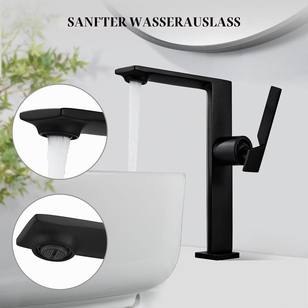 Wasserhahn Bad Schwarz Hoch Waschtischarmatur Armatur Badezimmer Mischbatterie Waschbecken Armaturen