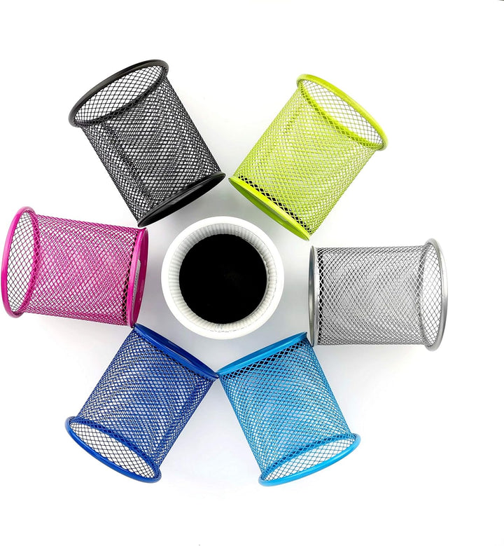 D.RECT - Metall Stifteköcher 24 Stück | Stiftehalter Rund aus Drahtmetall | Schreibtisch Organizer |