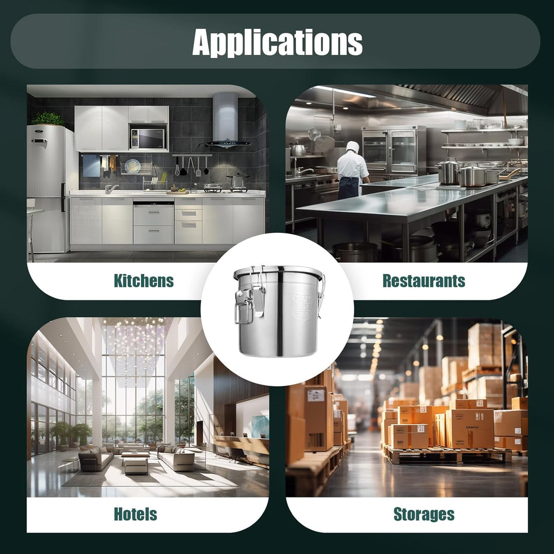 Edelstahl Getreidebehälter, 12L Luftdichter Kanister Lebensmitteln mit Deckel, Küche Edelstahl Eimer