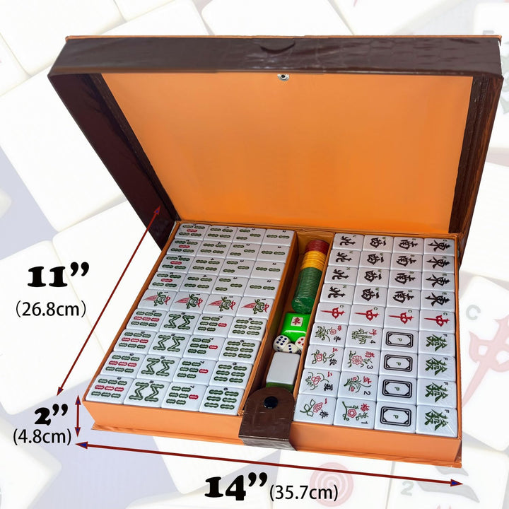 LANYOTA Mahjong-Set Grosses Elfenbeinfarbe Ziegeln Mit Arabische Ziffern Fliesen Chinesisches Mahjon