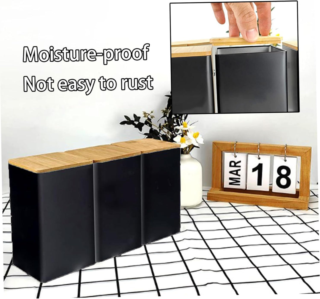Küchenkanister, 3PCS Schwarze Kanister Tee Kaffee Zucker Sets Feuchtigkeitsdichtes Tee Kaffee und Zu