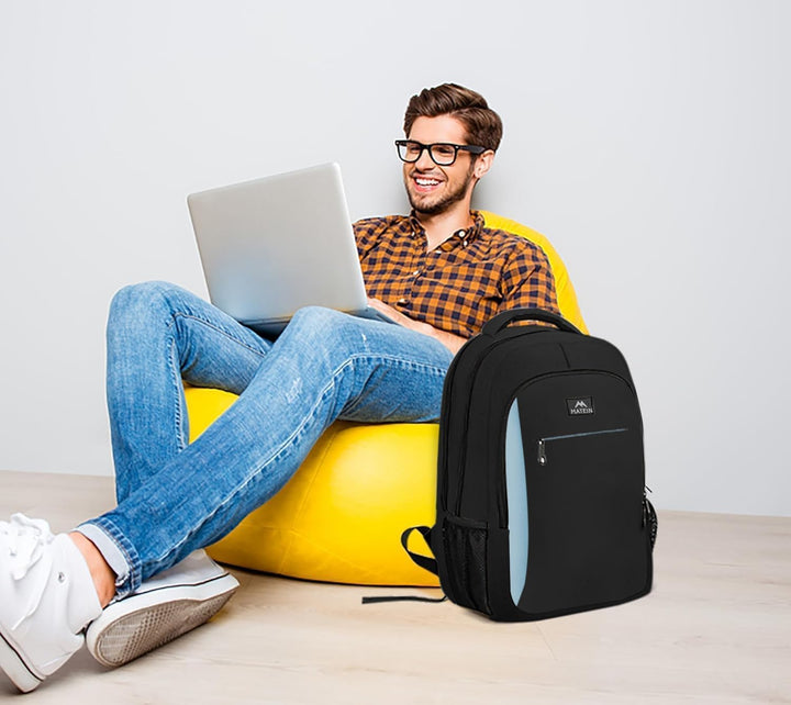 MATEIN Business Rucksack, 17,3 Zoll Laptoptasche, USB, Blau Schwarz | Mit Laptopfach, Wasserdichter