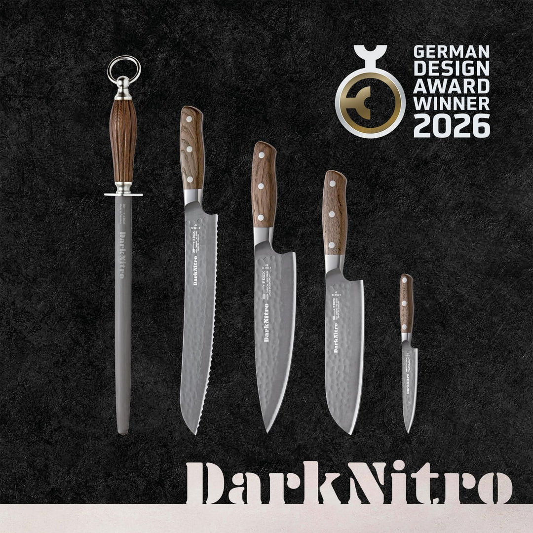 F. DICK DarkNitro Santoku Messer (Küchenmesser/Kochmesser für die asiatische Küche, Griff aus Eichen