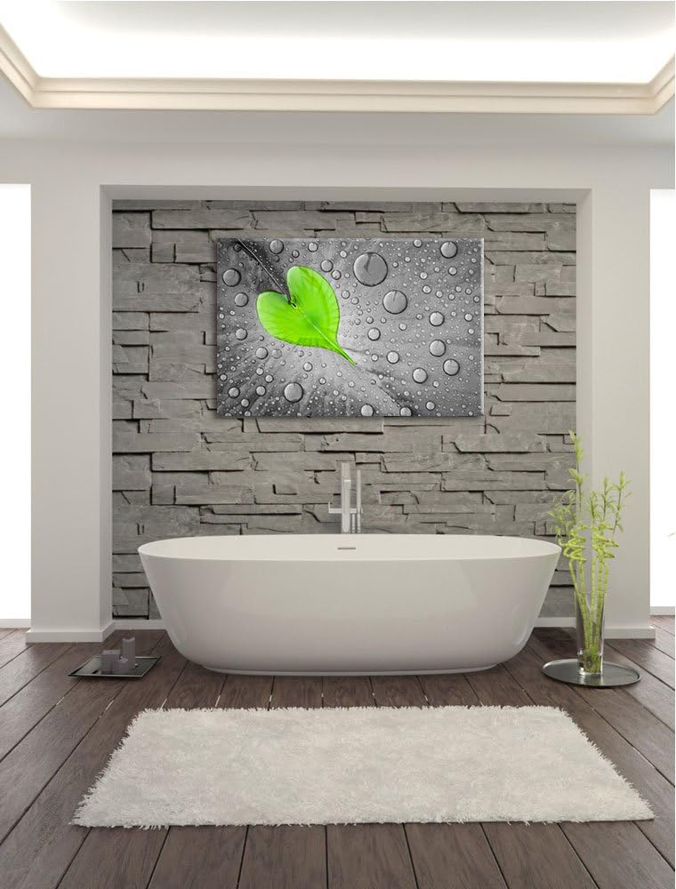 Tautropfen Herz schwarz/weiss Format: 100x70 auf Leinwand, XXL riesige Bilder fertig gerahmt mit Kei