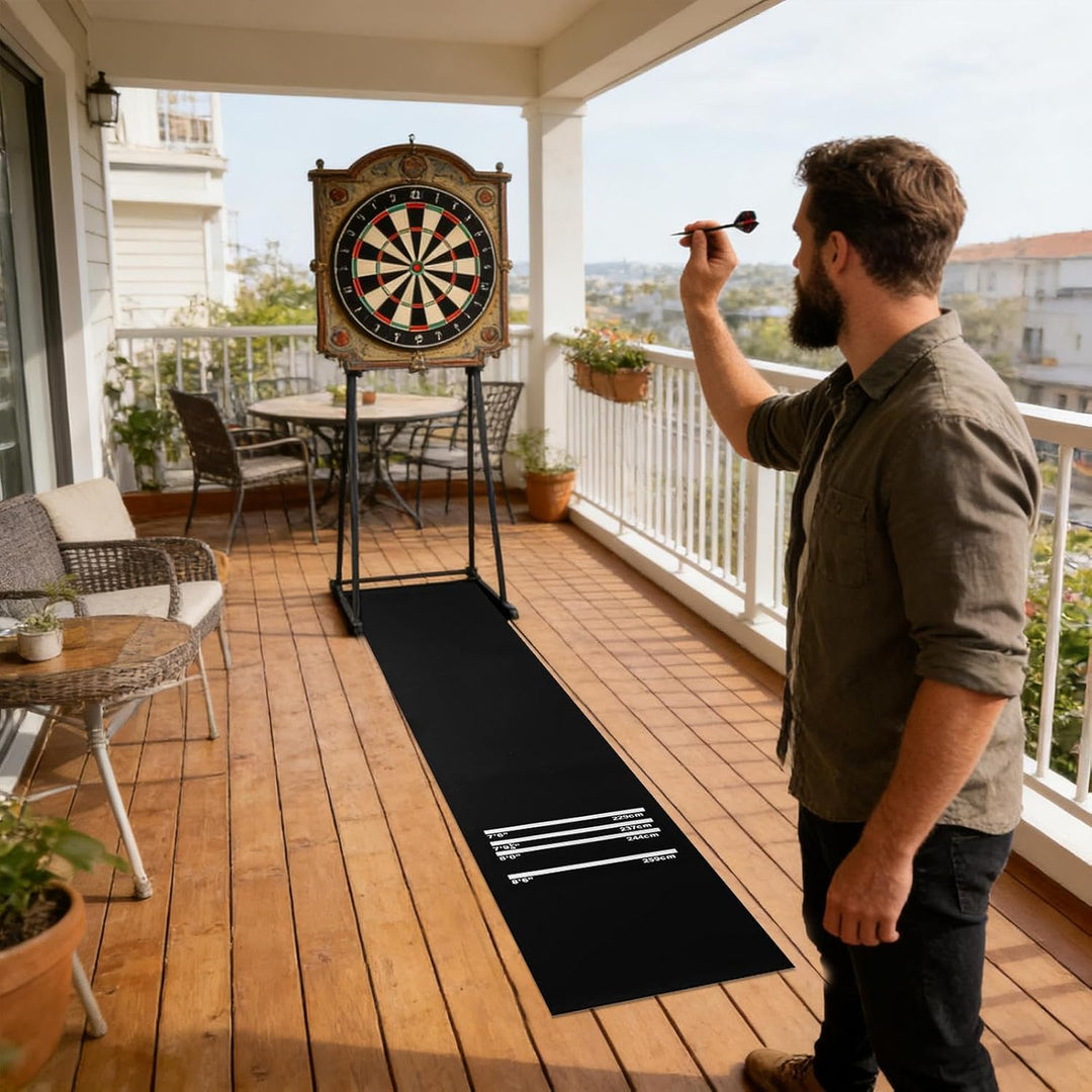 Darts Matte - rutschfeste Stossdämpfende Matte | mit 4 Wurfabständen 300x34 cm Dartteppich | für Män