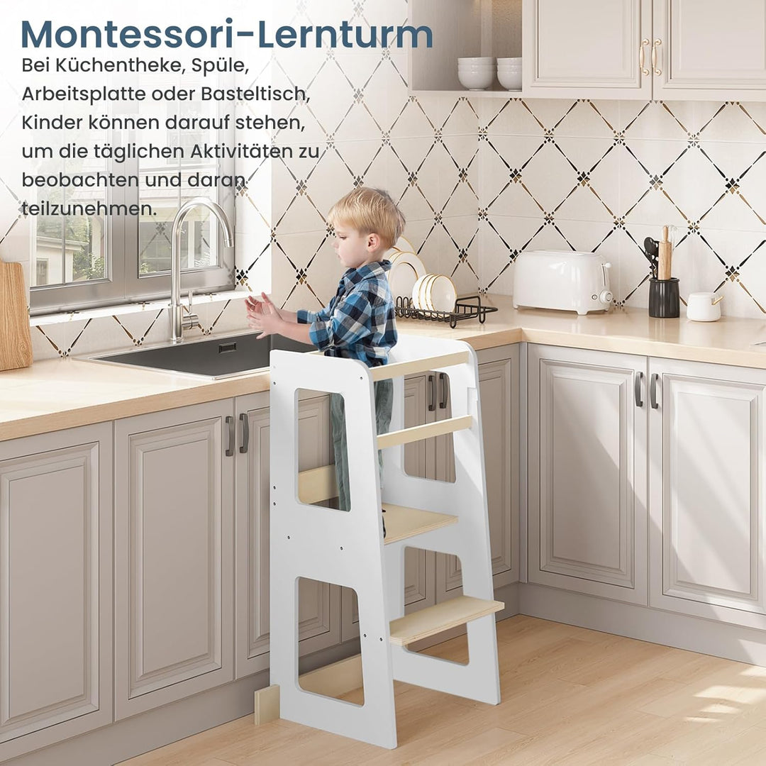 WOLTU Lernturm für Kinder ab 1 Jahr, mit Rausfallschutz, Montessori Learning Tower, Entdeckerturm Kü