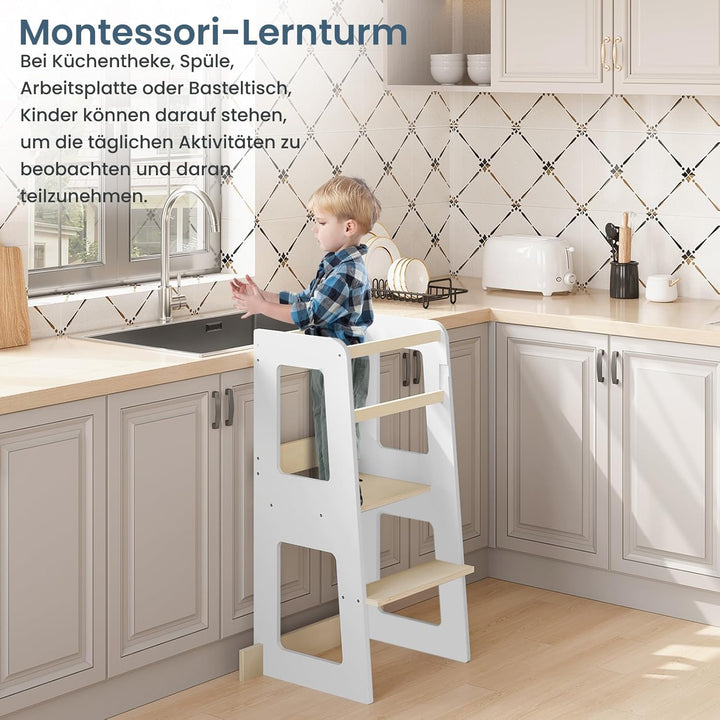 WOLTU Lernturm für Kinder ab 1 Jahr, mit Rausfallschutz, Montessori Learning Tower, Entdeckerturm Kü