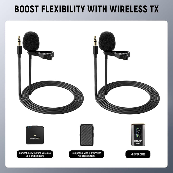 Neewer Lavalier-Ansteckmikrofon, kompatibel mit Rode Wireless GO II Wireless Pro DJI Wireless Mikrof