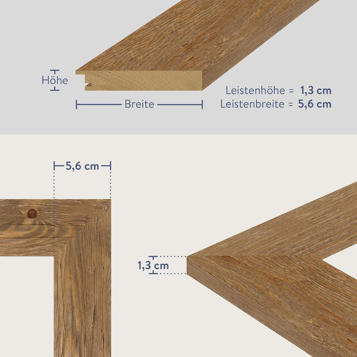 WANDStyle Bilderrahmen Strandhaus Stil 28x35cm I Farbe: Eiche-Optik I Fotorahmen I Holzbilderrahmen