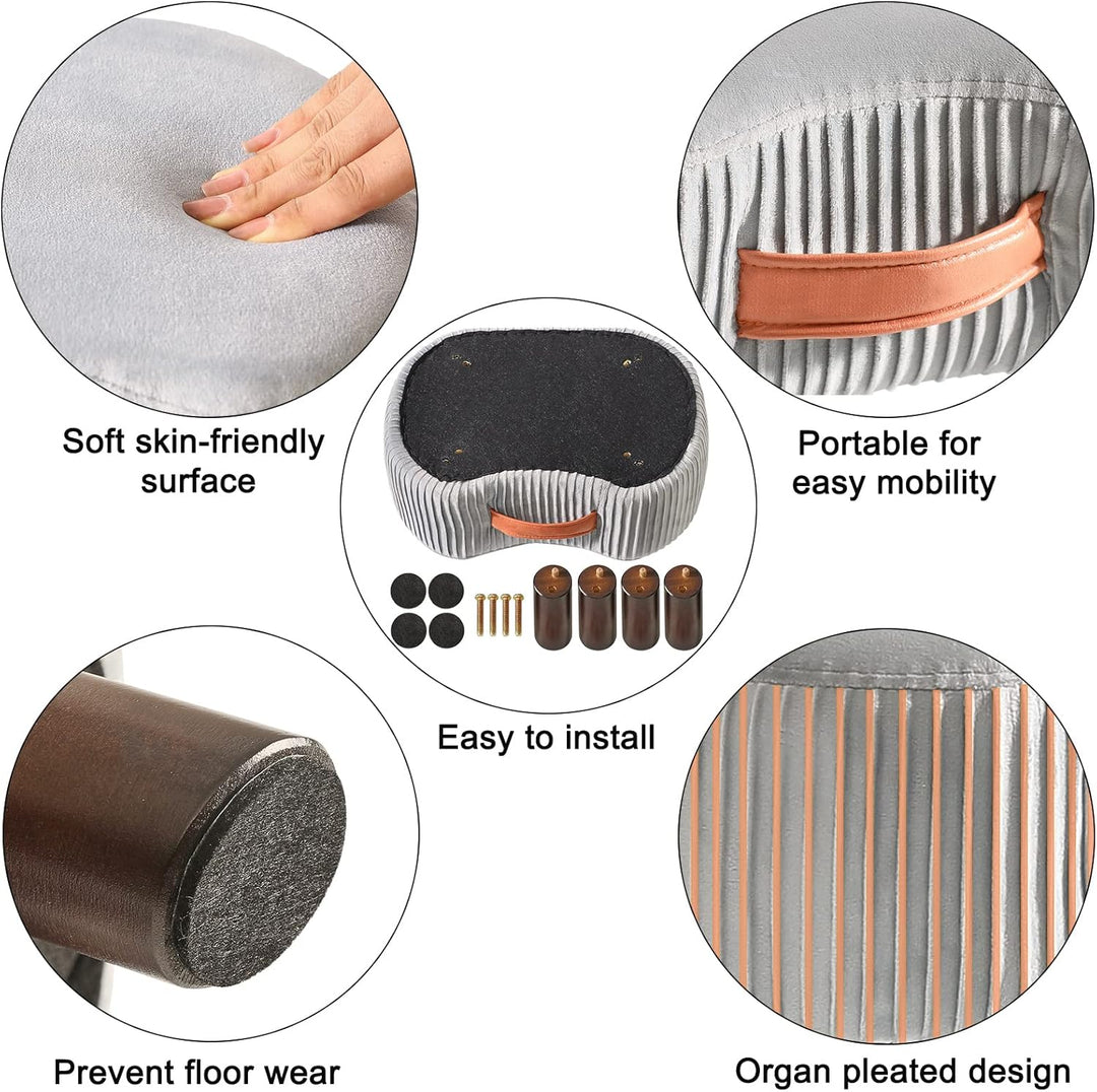 YMYNY Fusshocker, Sitzbank mit Griff, Gebogener Tritthocker mit weichem Sitzkissen, Gepolsterter Hoc