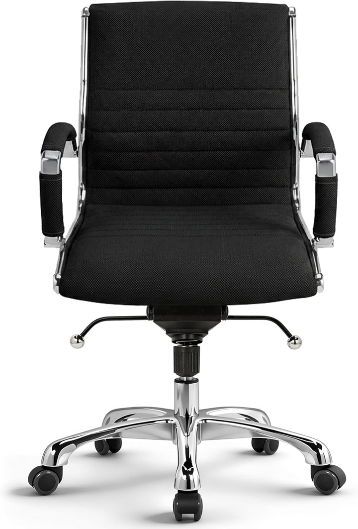 VERSEE Premium Stoff Bürostuhl Montreal in Schwarz - Ergonomischer Designstuhl für Büro und Home-Off