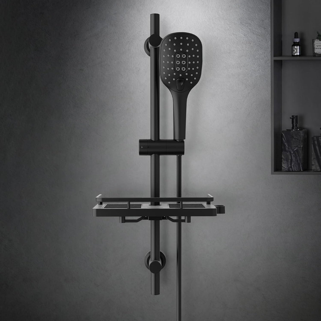 Görbach Duschset Rail Shower kit Handbrause Duschstange Duschablage/Seifenschale Handbrauseschlauch