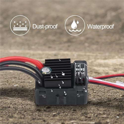 Pissente Brushed ESC 60A Wasserdichter Geschwindigkeitsregler mit Integriertem Kondensator für 1/10