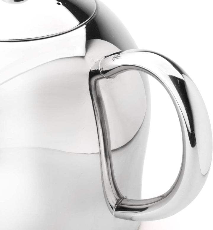Teekanne Set 1.4 Liter - Edelstahl glänzend doppelwandig - Grosser Teebereiter mit Tee-Filter-Sieb-A