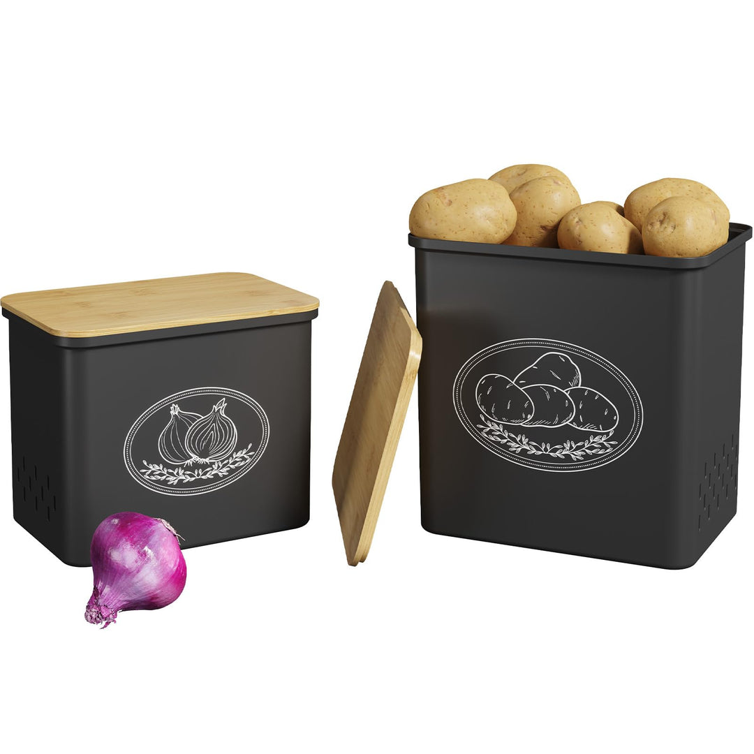 Lifewit Kartoffel Aufbewahrungsbox, 2er Set Grosse Kunttsoff Vorratsdosen für Kartoffel Zwiebel knob