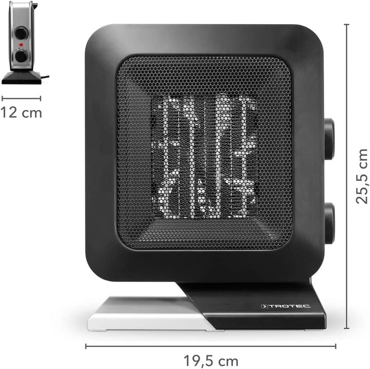 TROTEC Keramik Heizlüfter TFC 13 E – Heizleistung 700 W / 1400 W – Elektroheizung mit Thermostat, Ra