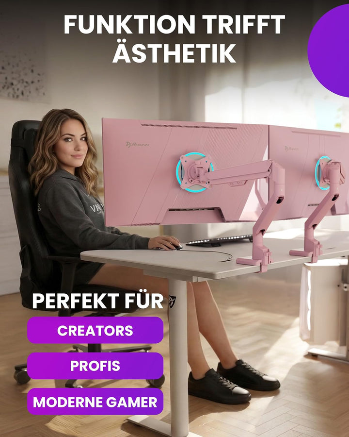 Arozzi Alzare Neo Single Gasdruckfeder-Monitorarm - Vollbewegung, Höhenverstellbar 21–50 cm, VESA 75