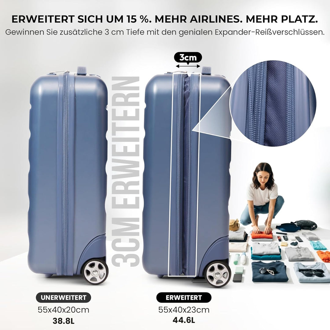 Aerolite Erweiterbar 55x40x20cm auf 55x40x23 cm Lufthansa Eurowings Ryanair Wizz Air Priorität und m