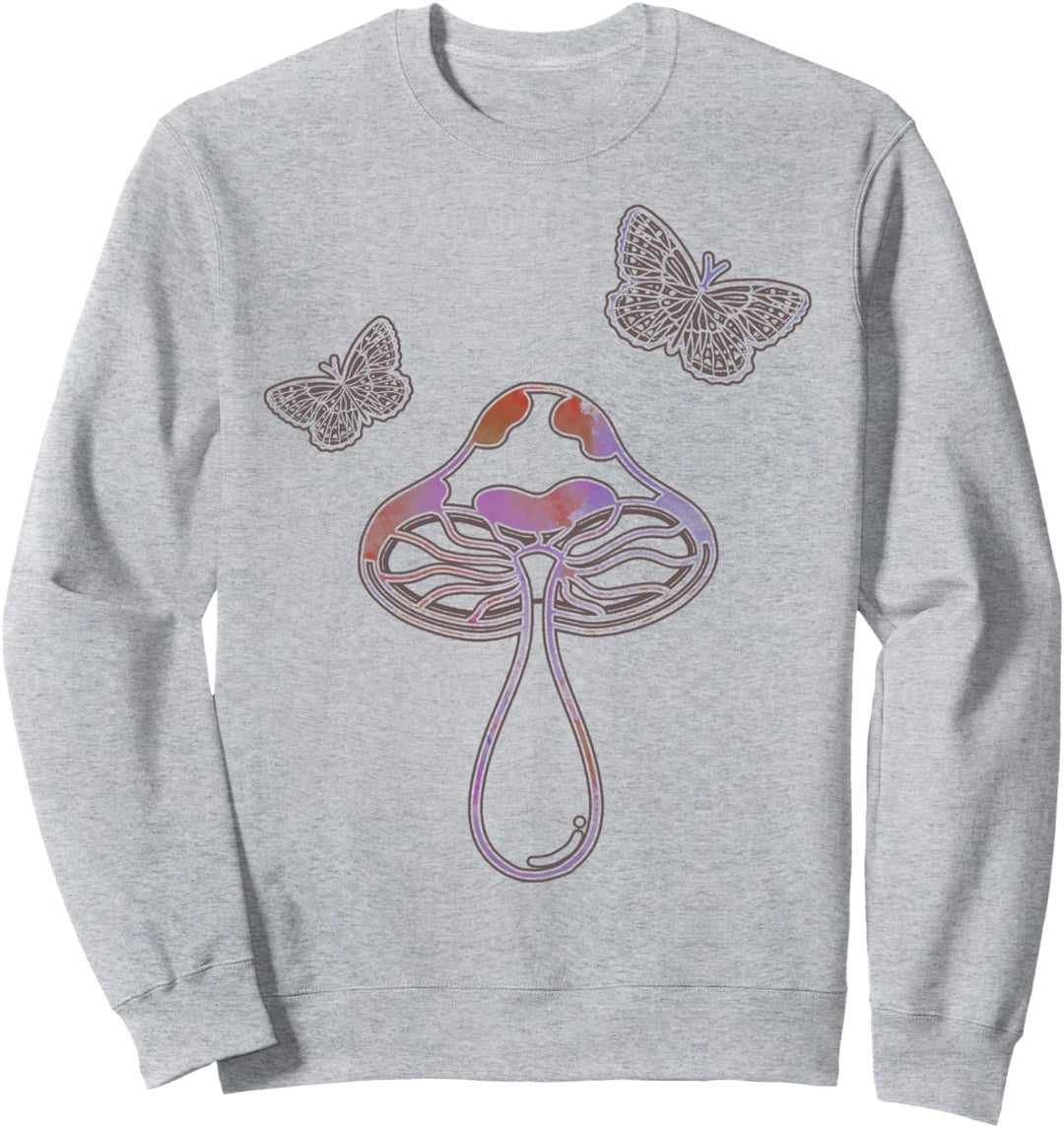 Trendy Painted Mushroom Pocket Sweatshirt