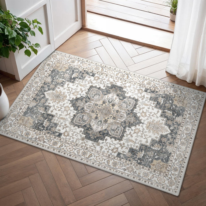 GENIMO Teppich Klein 60x90cm, Vintage Fussmatte Innen, Waschbare Teppiche, Boho Teppich, Klein Carpe