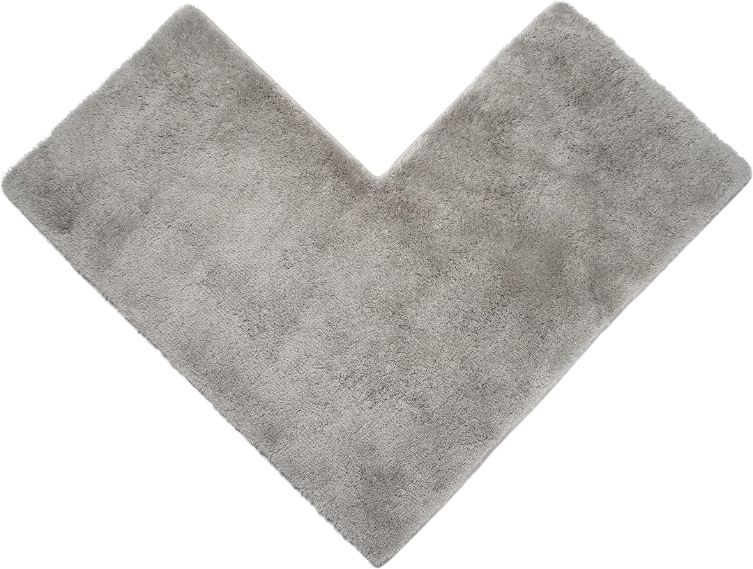 Badeliga® Eck Duschmatte Hellgrau, idealer Duschvorleger für eckige Duschkabinen. Extrem flauschig,