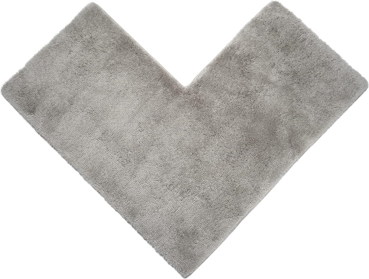 Badeliga® Eck Duschmatte Hellgrau, idealer Duschvorleger für eckige Duschkabinen. Extrem flauschig,