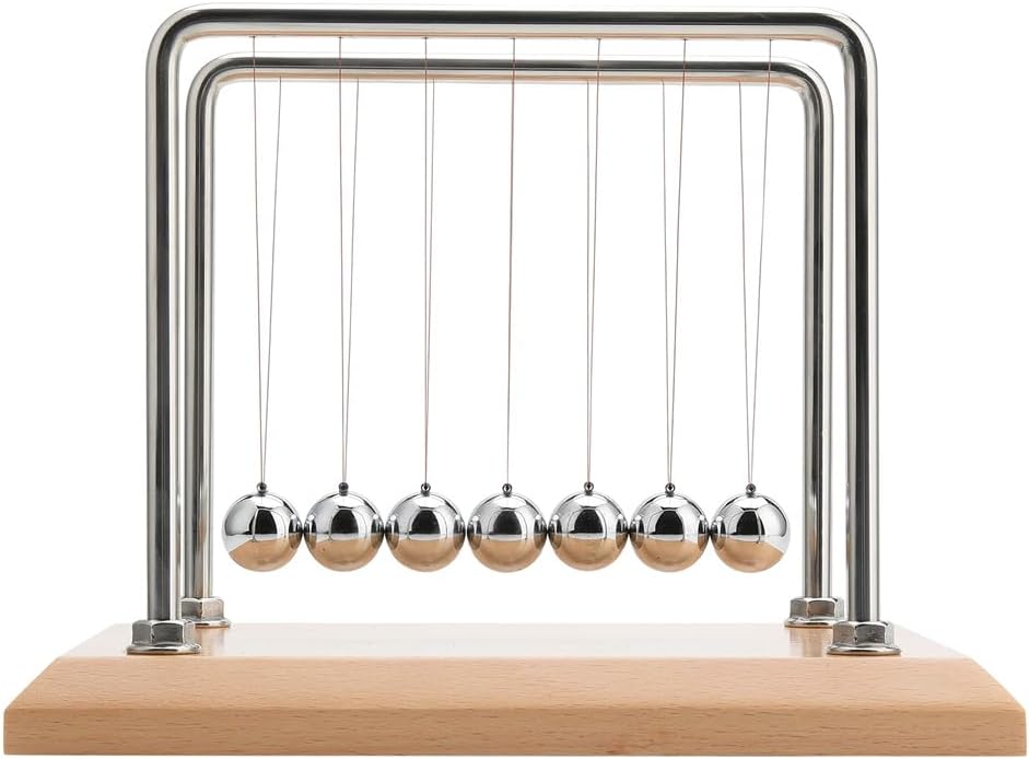 CERROPI Newton Cradle | Newton Pendel Hochwertig | Kugelstosspendel Unendlich mit 7 Kuglen | Klassic