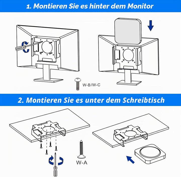 Mac Mini Halterung, VESA Halterung für Mac Mini M4 2024, Wandhalterung Untertisch Halterung aus Meta