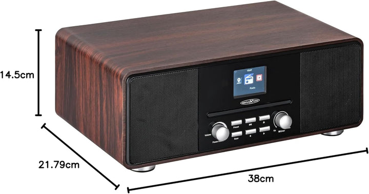 Reflexion HRA19DAB/WD Design DAB+ Radio (2x80Watt) 2,4" TFT Farbdisplay, Uhrenanzeige mit Alarm-Funk