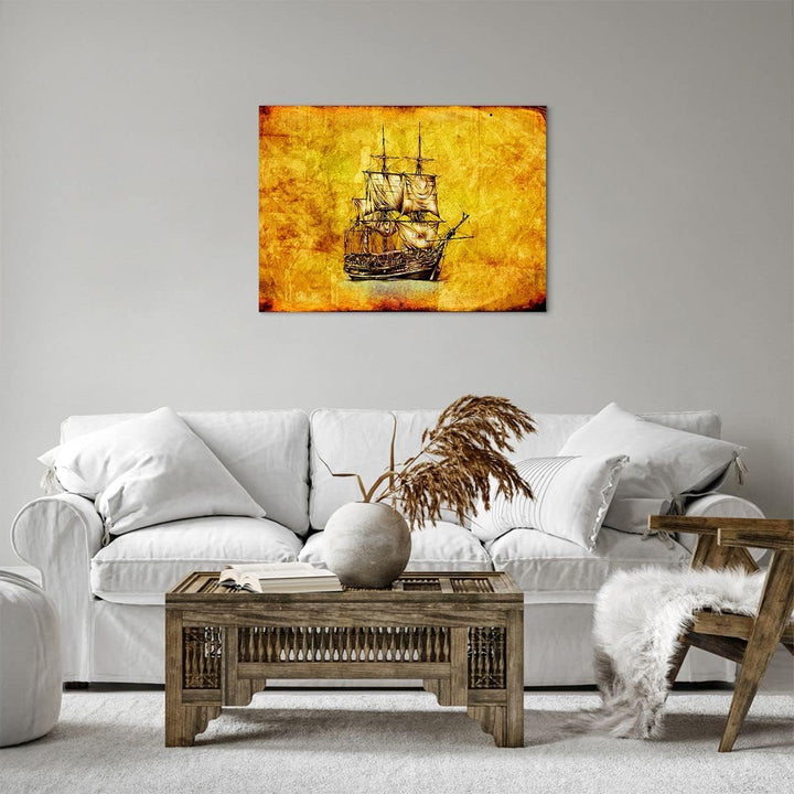 Bilder auf Leinwand Piratenschiff Ozean Schatz Leinwandbild 70x50cm Wandbilder Dekoration Wohnzimmer