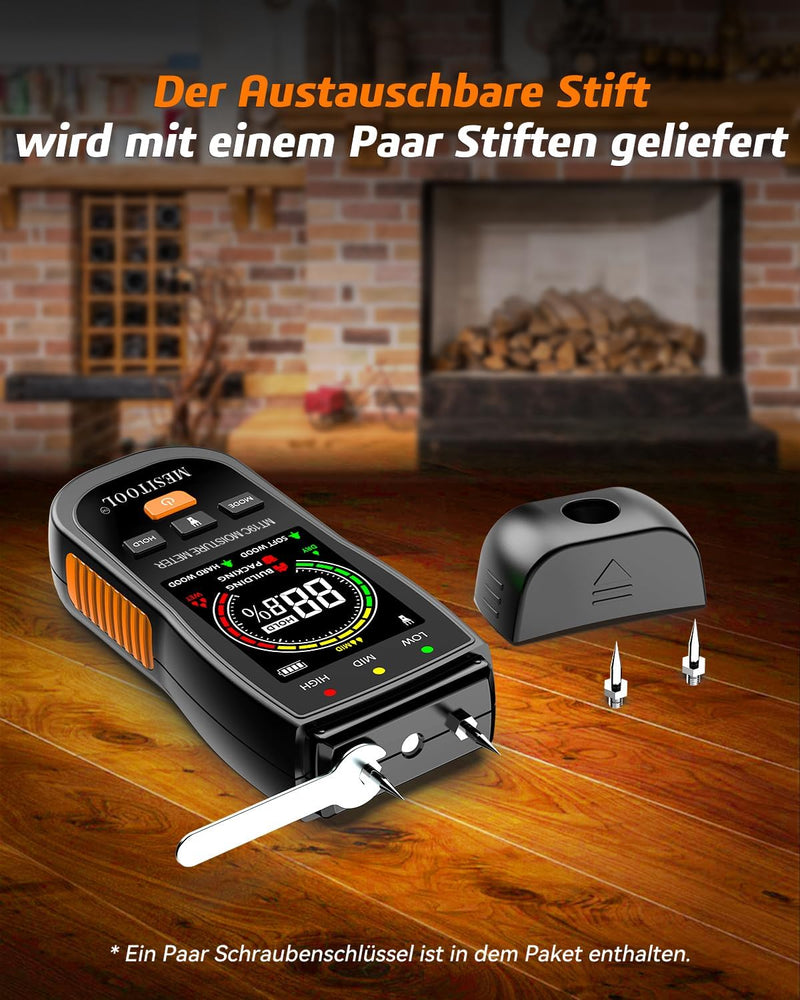 Feuchtigkeitsmessgerät MESITOOL Holzfeuchtemessgerät Pin-Typ Feuchtigkeitsmessgerät für wände Feucht