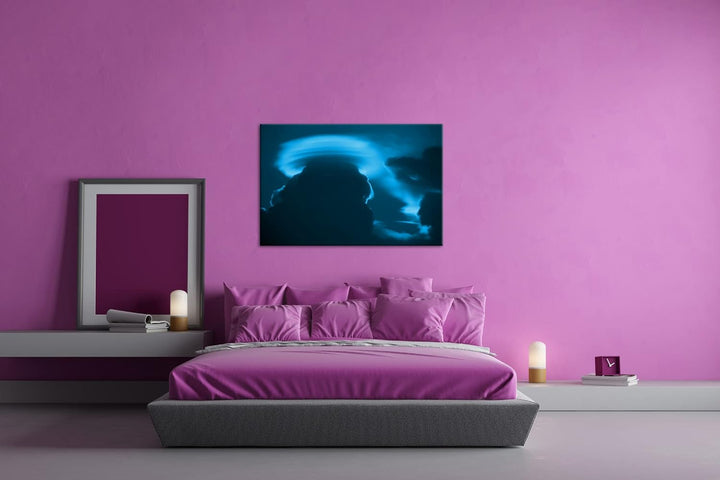 deyoli roter Himmel mit Wolken Format 80x60 Effekt: Monocrome Blau als Leinwandbild, Motiv fertig ge