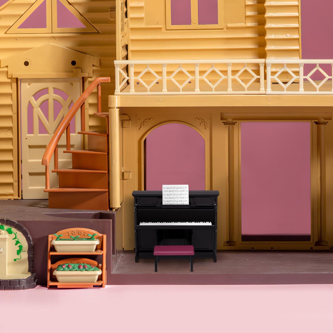 HANABASS 1 Satz Miniatur Klavier mit Hocker, Simulative Piano Modell für Puppenhaus Dekoration Handg