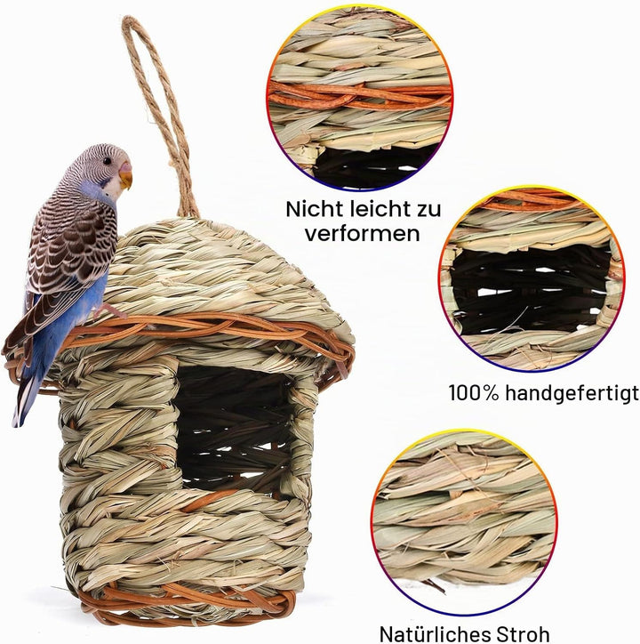 3 Pcs Vogelhäus Aufhängen, Gras Bird Nest Hängendes Vögel Haus, Wildvogelnest Den Aussenbereich Gras