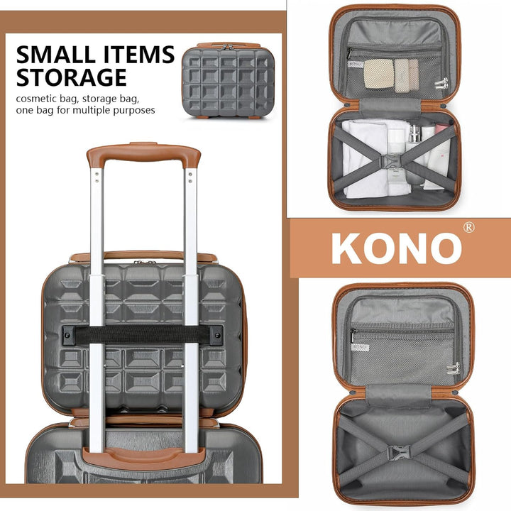 KONO Gepäck-Sets Kofferset 2 Teilig Gross Koffer mit Beautycase (72cm+Kosmetikkoffer, Grau) Grau 72c
